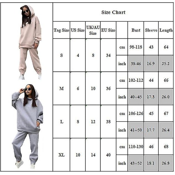 Dame fleece treningsdress sett med hettegenser og bukse - Casual sportsdress V Light Gray L