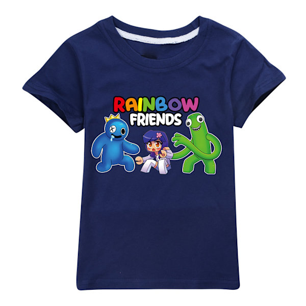 Rainbow Friends t-paita Lapsen asu Rainbow Cosplay lyhythihainen tummansininen V navy blue 160cm