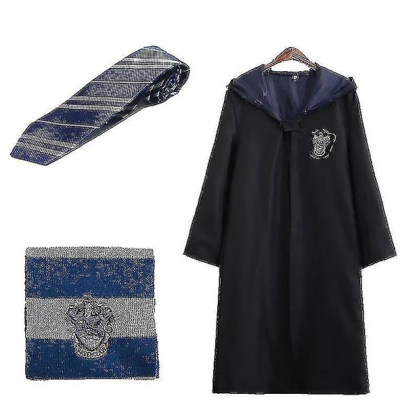 Harry Potter Cosplay Kostume Gryffindor Ravenclaw Kappe Kåbe Voksen Børn Kjole Blue 115cm(3-4yesrs)
