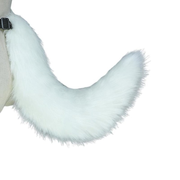 Flexible Faux Fur Cat Costume Tail Cosplay Halloween Christmas Party Costumes V White