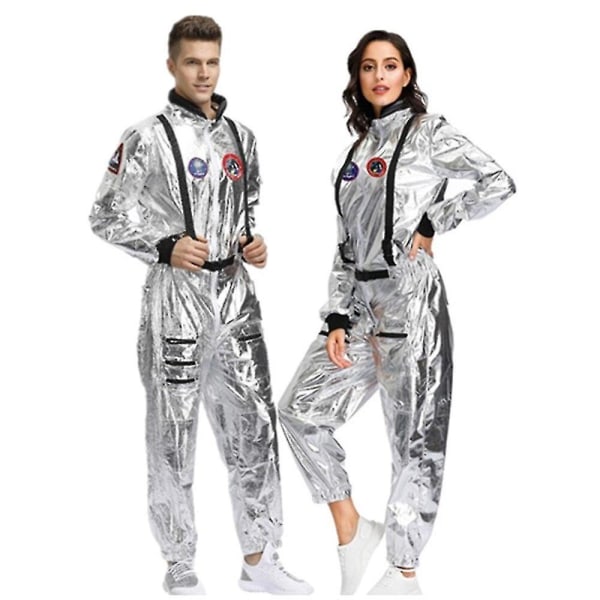 Astronauttiasu avaruuspuku rompers aikuisille naisille miehille Halloween Carnival Party Cosplay V Men L