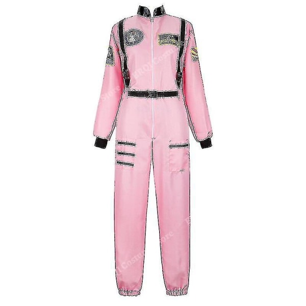 Astronaut kostume rumdragt til voksne Cosplay kostumer Lynlås Halloween kostume par flyve jumpsuit Plus størrelse Uniform Pink XXL