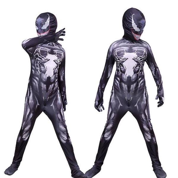 Venom Spiderman Cosplay Kostym Barn Vuxen Zentai Body Snygg Klänning 140 Kids (130-140cm)