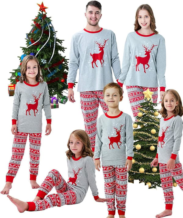 Julpyjamas för barn, förälder-barn printed hemkläder Christmas child 12