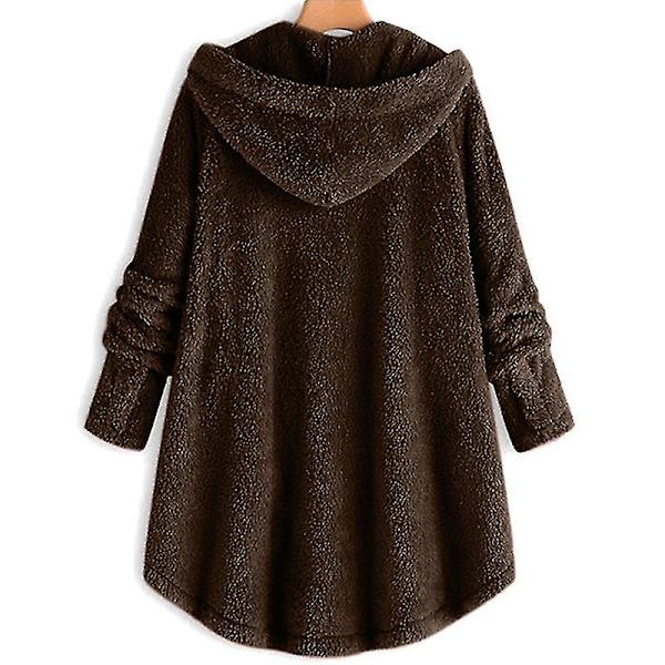 Naisten hupullinen teddytakki Solid V Coffee 3XL
