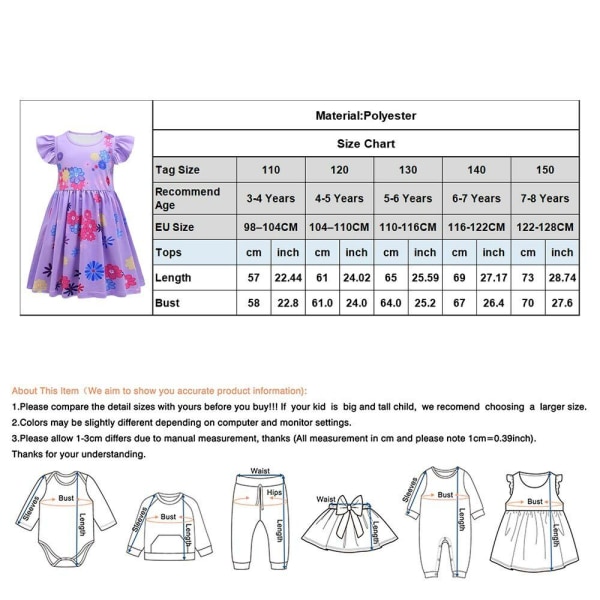 Encanto Mirabel Cosplay Kostume Kjole Paryk Taske Briller Outfitcm W 150