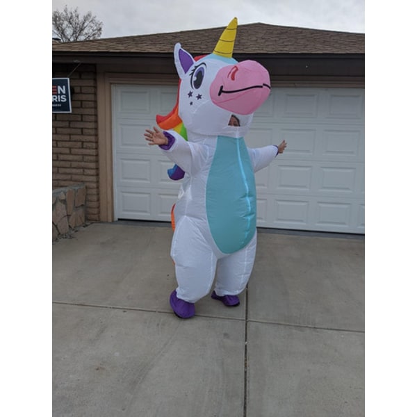 Uppblåsbar Unicorn kostym för vuxna, Halloween V White