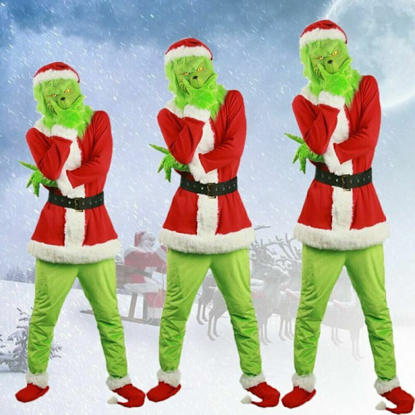 Grinch kysyy Cosplay Kuinka Grinch varasti joulun Costume + Mask M