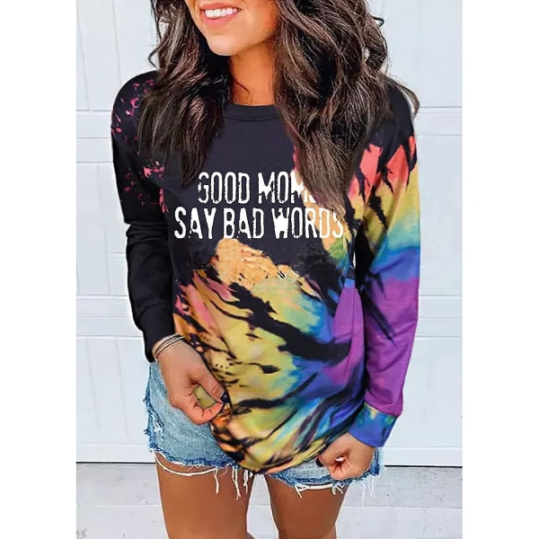 Kvinner Tie Dye Sweatshirt Casual langermet topper Print genser Casual skjorte 6