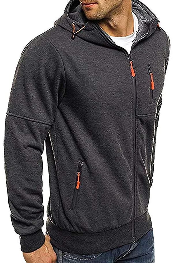 Ã¤n Zip TrÃ¦ningsjakke Gym HÃ¦tte LangÃ¦rmet Sweatshirt Gym Top EfterÃ¥r Vinterkappe Dark Gray M