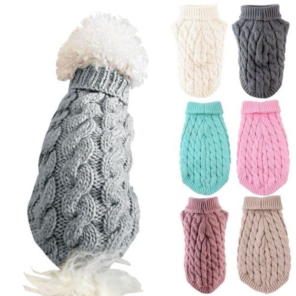 Shuemin Pet Liten Hund Katt Chihuahua Höst Vinter Tröja Stickad Kläder Blus Outfit, Skin Rosa M blue l