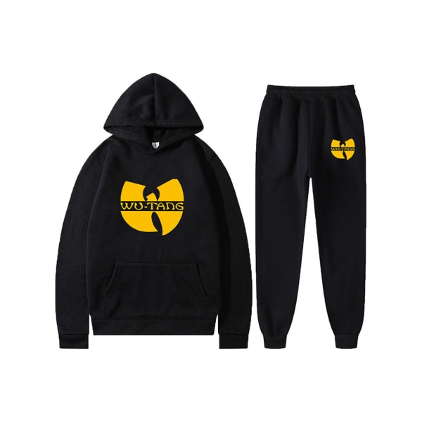 Hoodies Langærmet Hood Sweatshirt Toppbukser Set - Black Sets M