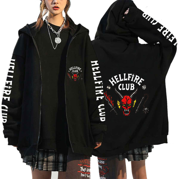 Stranger Things Hellfire Club långärmad hoodiejacka för unisex W 3XL