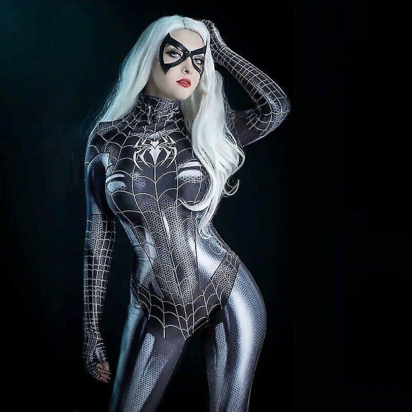 Kvinner Spiderman Superhelt Sexy Jumpsuit Kostyme Jente Cosplay Antrekk Black kids 100
