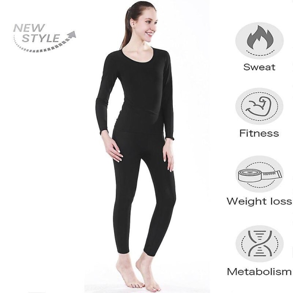 Kvinner sømløse badstuedrakter Body Shaper Fitness Set - Pants and Shirt M