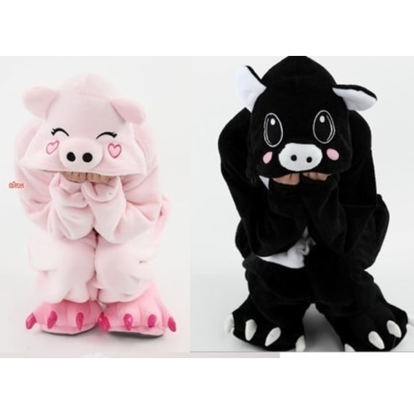 Fancy Cosplay Kostym Onesie Pyjamas Vuxen Nattkläder Pink Pig L