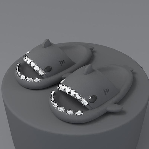 Shark Tofflor Halkfria duschtofflor Badrumstofflor Mjuka sommarsandaler för flickor och pojkar Nyhet Grey 40 41