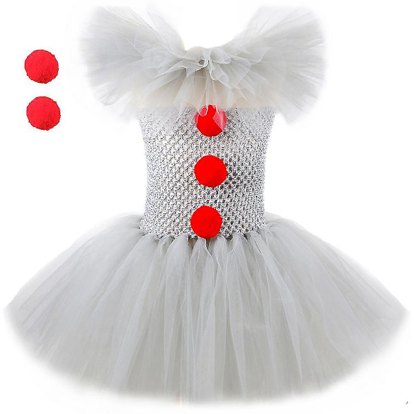 Klovnedrakt for jenter for Pennywise Cosplay-sett Halloween-karnevalsfest for barn Fancy Dress Up_nn V 8-9T