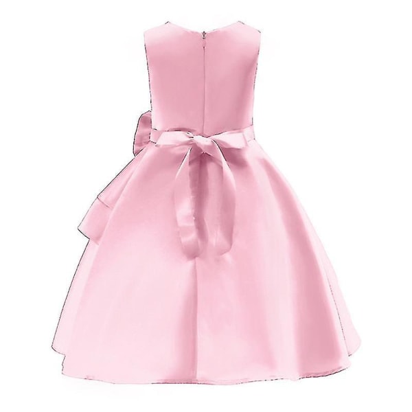 Flickor Swing Dress Bröllop Blomma Barn Kvällsfest Elegant Princess Gown-r W Pink 5-6 Years
