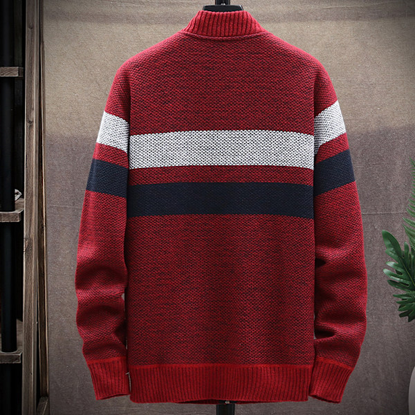 Herrtröja Kappa Randig stickad kofta Casual Jumper Ytterkläder Red XL