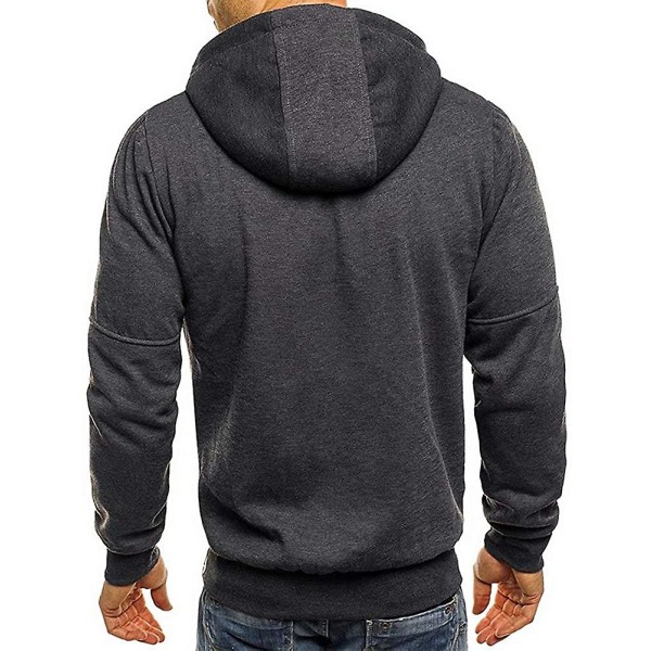 Män Zip Träningsjacka Gym Hooded Långärmad Sweatshirt Gym Top Höst Vinterkappa W Dark Gray 3XL