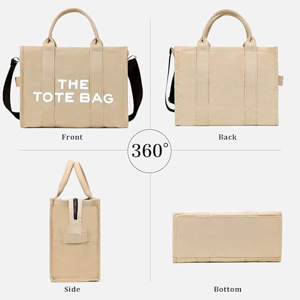 Dame Canvas Tote Bag Casual Canvas Messenger Bag Axelväska Kaki