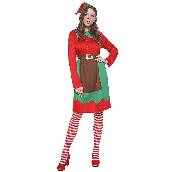 Jultomtdräkt Förälder Barnfest Outfit Holiday Cosplay Fancy Dress Familjekläder Women S