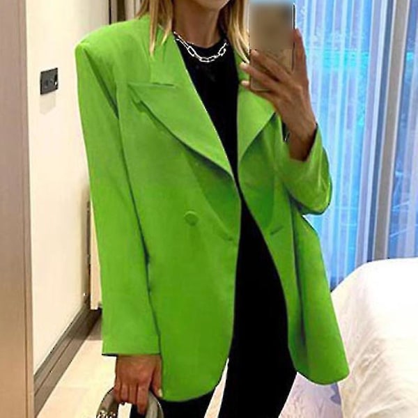 Naisten pitkähihaiset Business-takit Work Cardigan-takki ingle Breasted Blazers - Green S