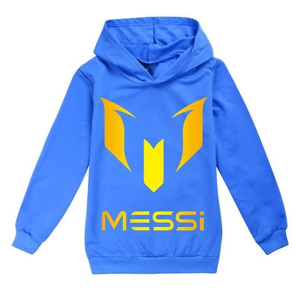 Barn Messi Print Casual Hoodie Pojkar Hooded Top Jumper Sweatshirt Present 2-14y - Blue 170CM 13-14Y