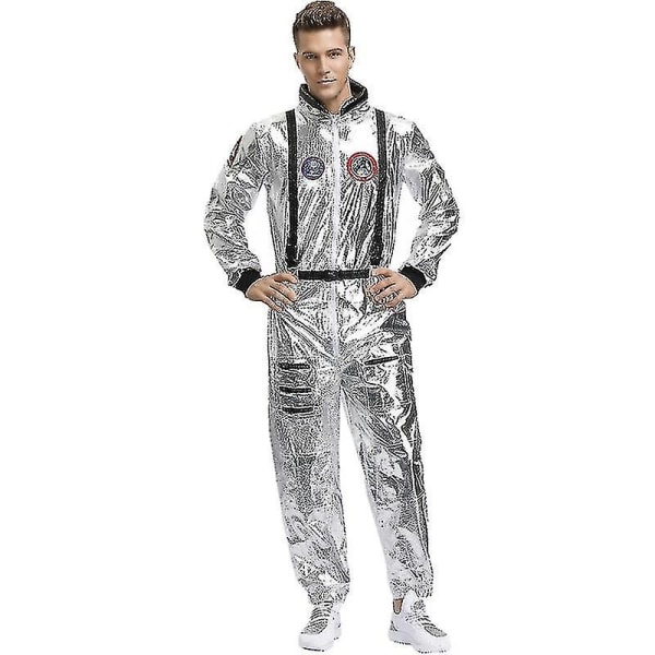 Couples Astronaut Jumpsuit Uniform Carnival Halloween Cosplay Party Space Costume Role Play Fancy Dress Up-G V Men L