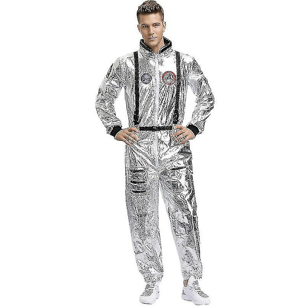 Par Astronaut Jumpsuit Uniform Karneval Halloween Cosplay Fest Rumdragt Rolle Spil Fancy Dress Up-G V Men M