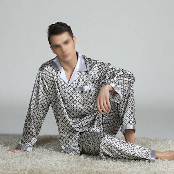 Herras Pyjamasetti T-paita Lounge-housut Byxor Yöasut Puku Pjs Hopea Silver XL