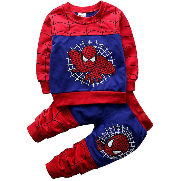 Barn Pojkar Spiderman Träningsoverall Hooded Full Zip Sweatshirt Pullover Byxor Outfits V Blue 2-3 Years