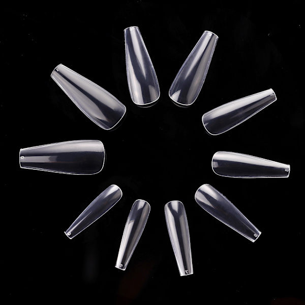 500 stk. Ballerina-formede negletipper - Clear - Akryl negletipper W