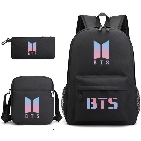 3st/ set BTS- printed set med axelväska Case Skolväska Resedagssäck Lättviktsbokväskor