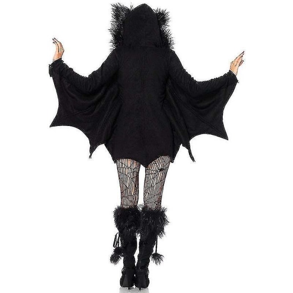 Kvinnor Vampyr Fladdermus Dräkt Vuxen Cosplay Jumpsuit Halloween Fancy Dress Outfit Maskerad Fest Djur Cosplay Kostym Black XL