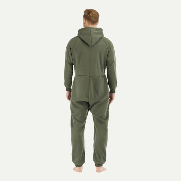 Varme fleece pyjamas med hætte til mænd Green M