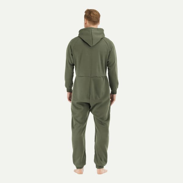 Varme fleece pyjamas med hætte til mænd Green S