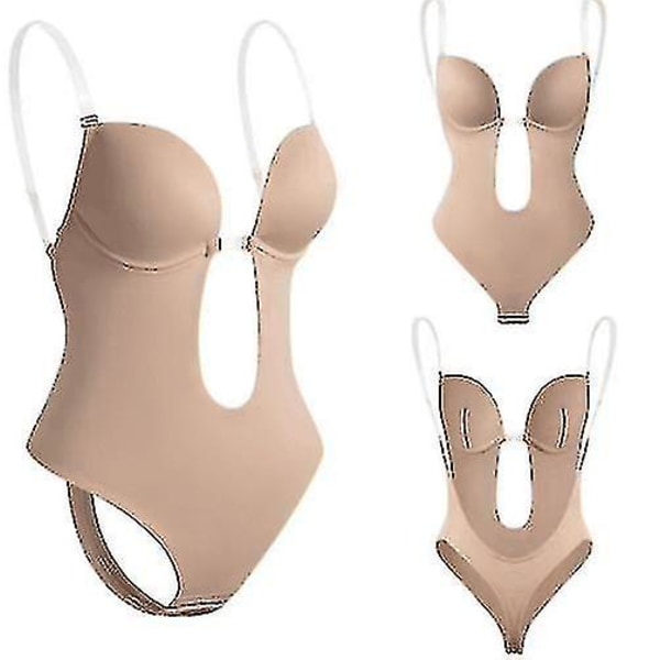 Naisten selkämyksettön Shapewear Syvä V-kaula vartalokuvanveistäjä matalaselkäiselle mekolle skin color XL