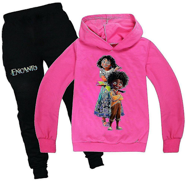 Børns Encanto Mirabel Antonio Print Casual træningsoverallssæt Rose Red 6-7 Years 130