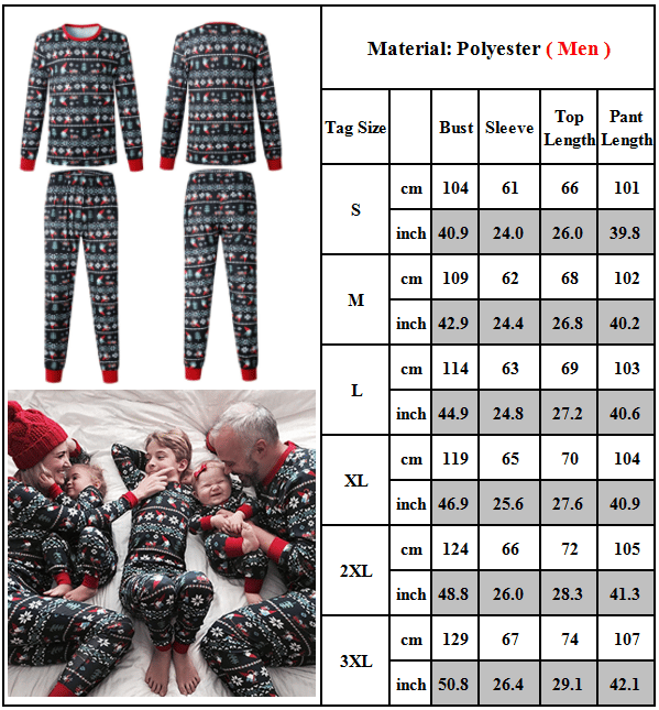 Familj atchande julpyjamas SovklÃ¤der Xmas Pyjamas NattklÃ¤der PJs Set Barn Vuxen Outfit Men M