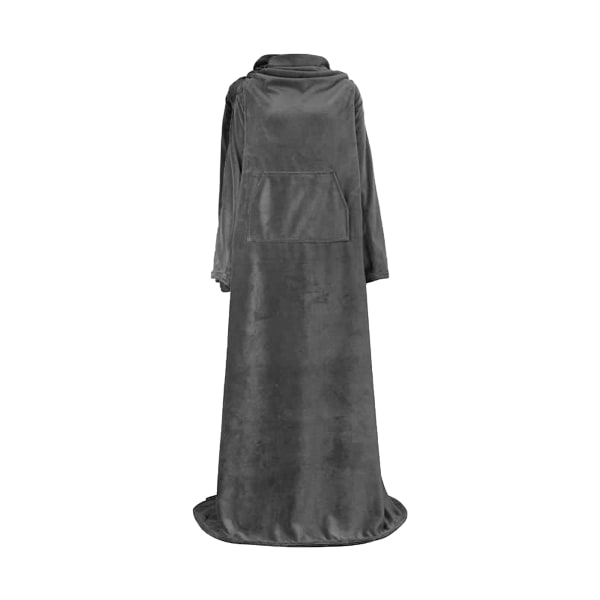 Bärbar filt med ärmar Vintermjuk sofffilt fullbody V gray
