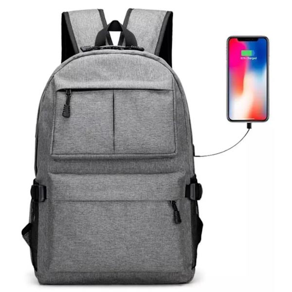 Kestävä suuri reppu USB-portilla - Harmaa gray