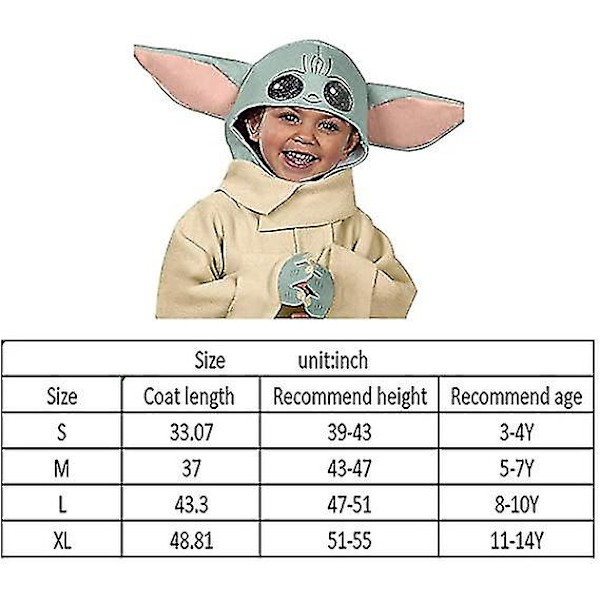Joulun vauva Yoda -asu, mandalorialainen The Child -kaapuhattu, cosplay-asu lapsille V L
