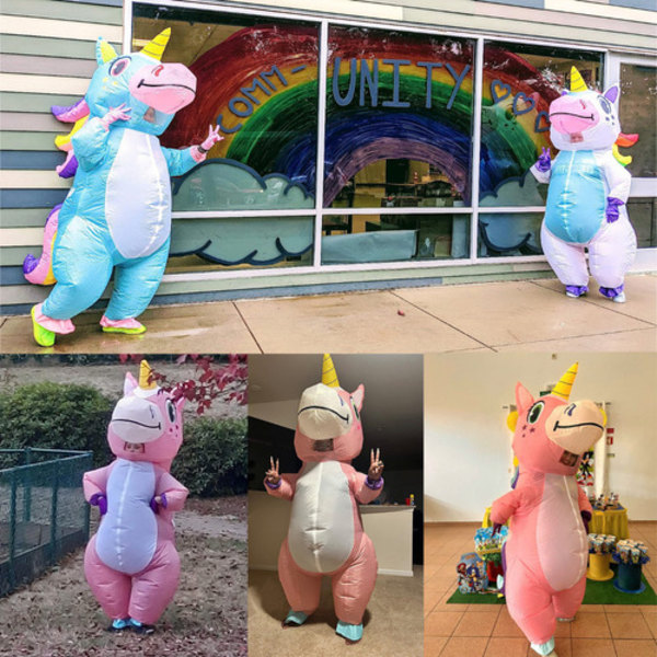 Uppblåsbar Unicorn kostym för vuxna, Halloween V Rose