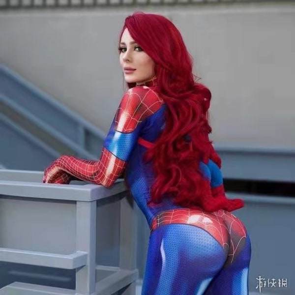 Spiderman Cosplay-asu naisille, Halloween pääsiäinen red XL