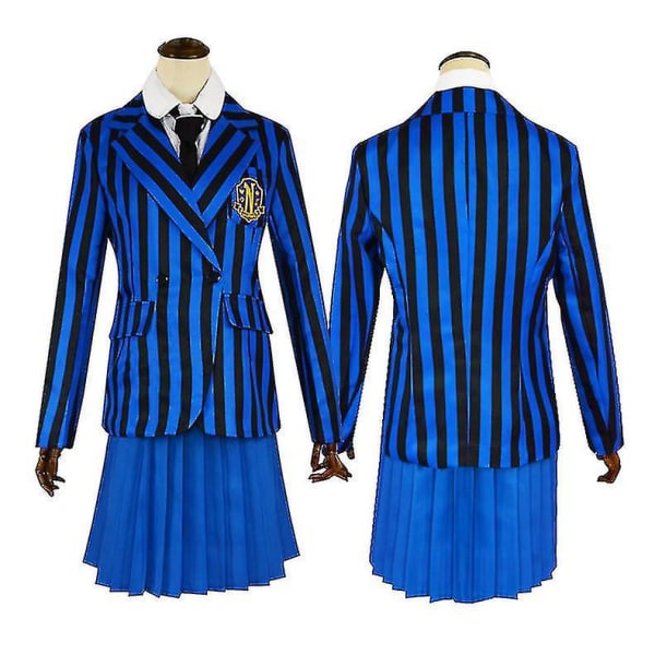 Onsdag Adams Cosplay Anime Costume Girl 2023 Skoluniform kostym Halloween Carnival Party Utklädnad karaktär V Blue 7T-130cm