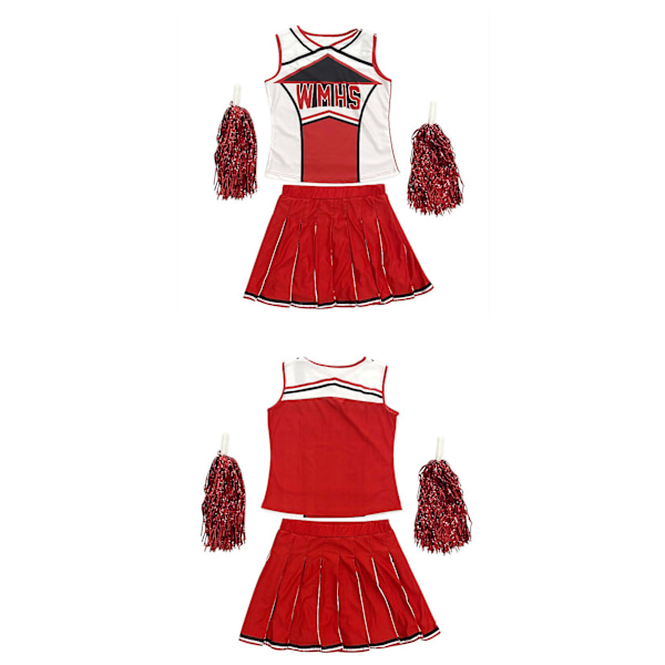 Cheerleader Costume Cheerleader Athletic Sport Uniform Fancy Dress Uniform Red XL