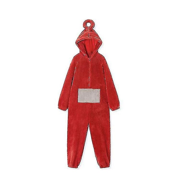 Teletubbies One Piece Pyjamas Hjemmekjole for kvinner for menn og kvinner fortykket korallfleece rød XL red xl