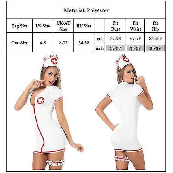 Ny Lady Sexy Nurse Cosplay Kostym Uniform Party Outfit V